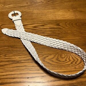 White Braided Leather Belt